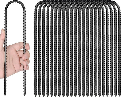 Gtongoko Trampolines Wind Stakes 16 Pack 16 Inch, 0.3 Inch Thick Heavy Duty U Shaped Rebar Tent