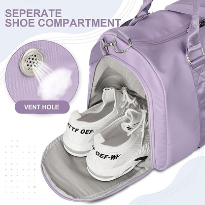 FIORETTO Womens Gym Tote Duffle Bag with Wet Pocket & Shoe Compartment, Sports Duffel Overnight