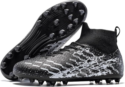 Unisex Soccer Cleats Lightweight No-Tie Lacing System Multi-Surface Football Shoes with Ankle