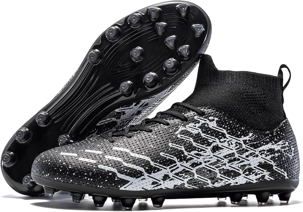 Unisex Soccer Cleats Lightweight No-Tie Lacing System Multi-Surface Football Shoes with Ankle