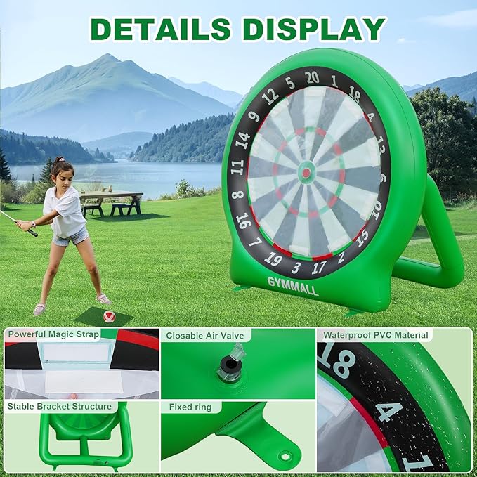 Giant Dart Board Inflatable with Pump, Outdoor and Indoor Soccer Sport Kick Dartboard for Kids and