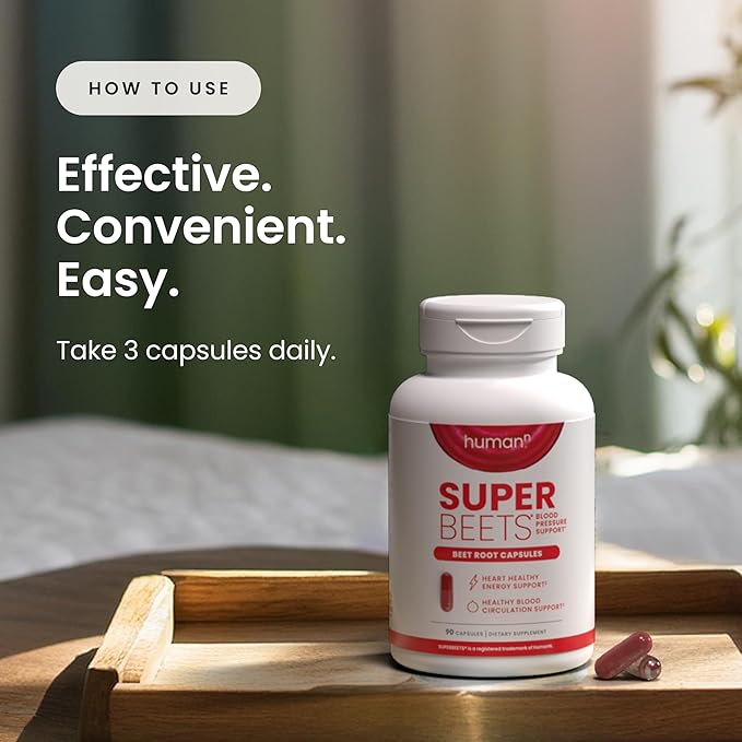 HumanN SuperBeets Beet Root Capsules Quick Release 1000mg, Helps Support Nitric Oxide Production