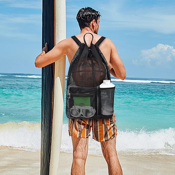 Mildbeer Large Drawstring Backpack for Men Women Athletic Gym Sports Workout Beach Swimming