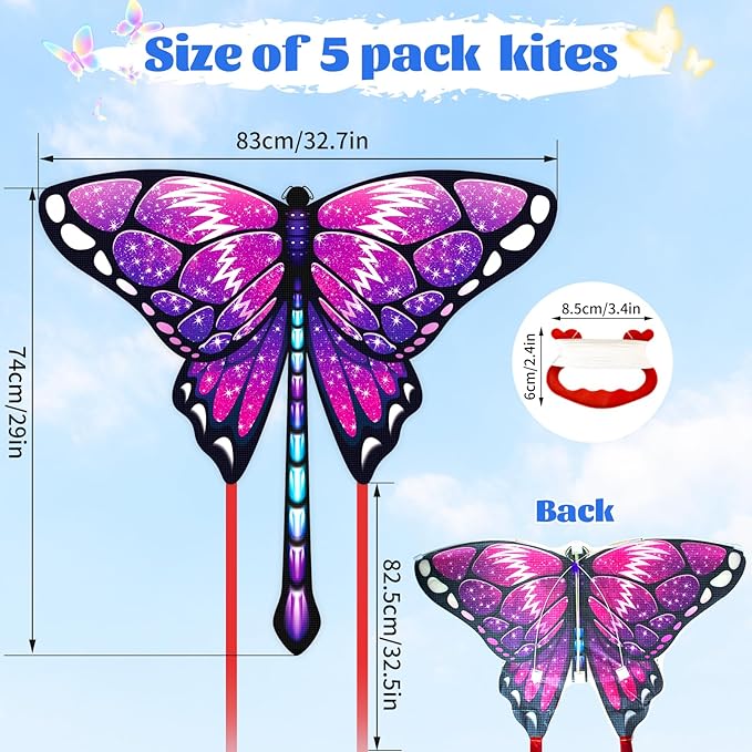 Easy to Fly Kites for Kids & Adults, Butterfly Kites with String & Hand for Beach,Outdoor Toys