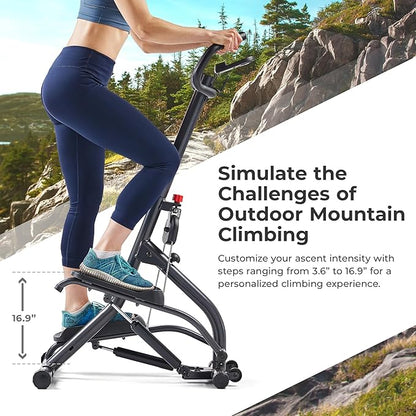 Sunny Health & Fitness Stair Stepper w/Handlebar, Extended Step Range Climber Machine for Legs