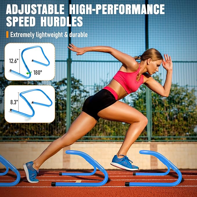 Agility Ladder, Speed Training Equipment Set, 20ft Agility Ladder, 12 Soccer Cones, 4 Hurdles, Jump