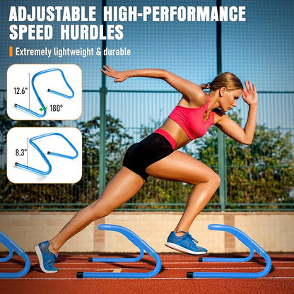 Agility Ladder, Speed Training Equipment Set, 20ft Agility Ladder, 12 Soccer Cones, 4 Hurdles, Jump