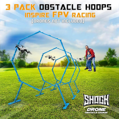 Drone Obstacle Course, Includes 3 Pack Easy to Build Obstacle Hoop, FPV Racing Drone Loop Gate