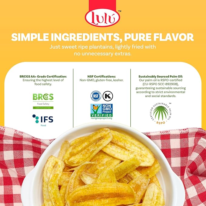 LULU Plantain Chips - Maduritos Sweet Plantain Chips, 30 Individual Bags (2.5 Oz Each) - Crunchy