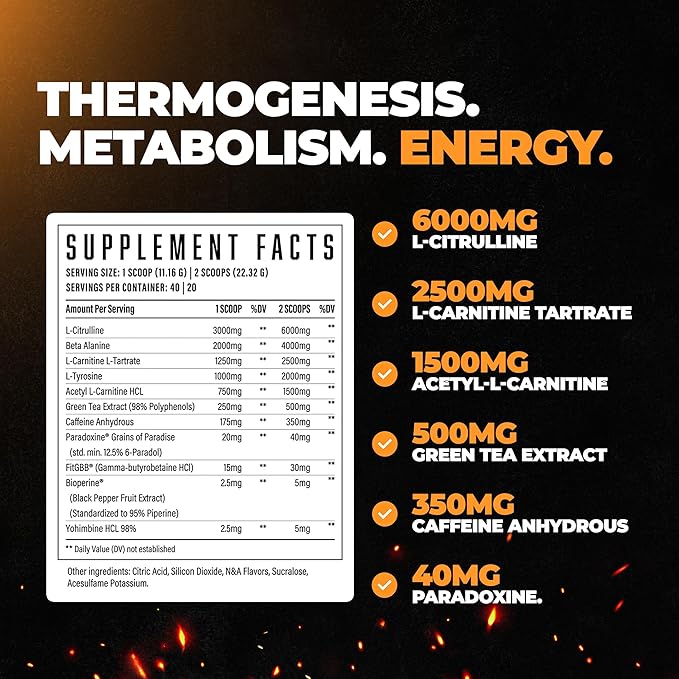 Wrecked Inferno - Thermogenic Pre Workout For Men & Women, Increase Energy, Boost Thermogenesis &