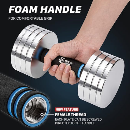 Northdeer V2.0 Upgraded Adjustable Steel Dumbbells 40LB / 60LB - 2 in 1 Dumbbell Barbell Set for