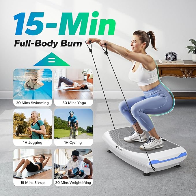 MERACH Vibration Plate Exercise Machine, 7-in-1 4D Vibration Plate with Glide, Swing & Massage