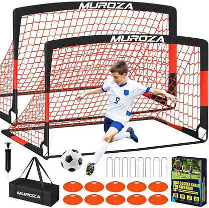 Soccer Goal, Kids Soccer Goals for Backyard Set, 2 Pack of Portable Pop Up Soccer Net with Soccer