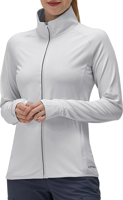 Women's UPF 50+ UV Sun Protection Clothing Long Sleeve Athletic Hiking Shirts Lightweight SPF Zip