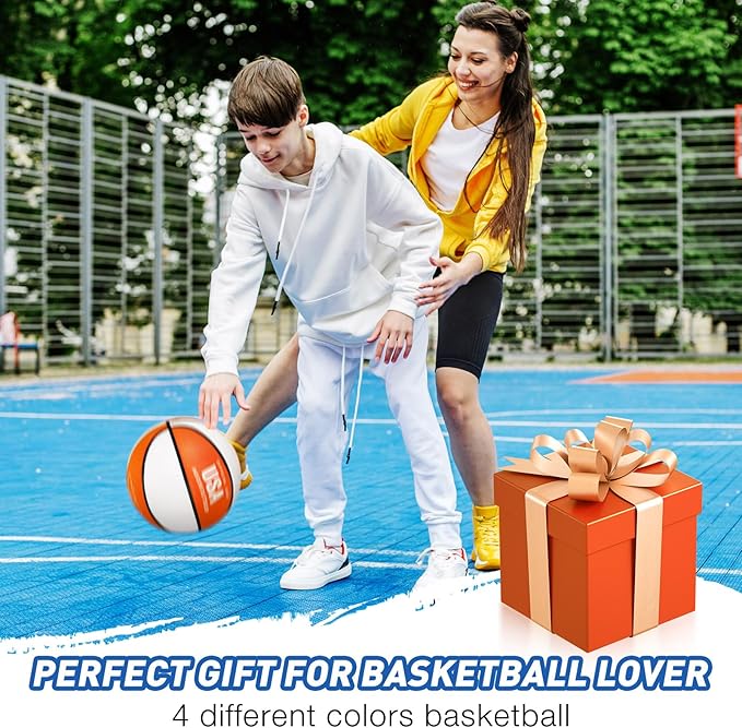 Libima 4 Pcs Rubber Basketball with Pump Official Size Indoor Outdoor Basketball Game Practice