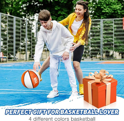 Libima 4 Pcs Rubber Basketball with Pump Official Size Indoor Outdoor Basketball Game Practice