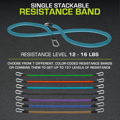 ProsourceFit Single Stackable Resistance Bands with Door Anchor and Exercise Guide, 5-8 LB, Heavy