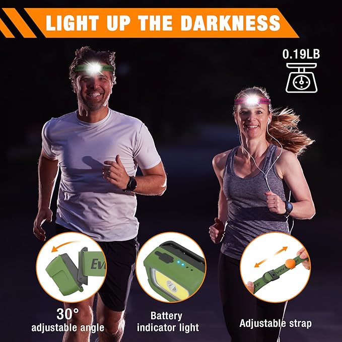 EverBrite Rechargeable Headlamp, 350 Lumens Headlamp with Red Light and Memory Function, 7 Modes