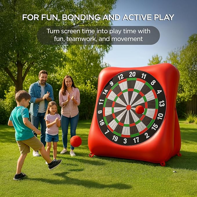Inflatable Soccer Dart Board and Golf Darts Giant Kick Target Yard Game for Adults Kids Outdoor
