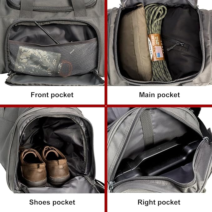 Tactical Travel Duffle Bag with Shoes Compartment Weekender Bags Carry On Overnight Bag For Men and