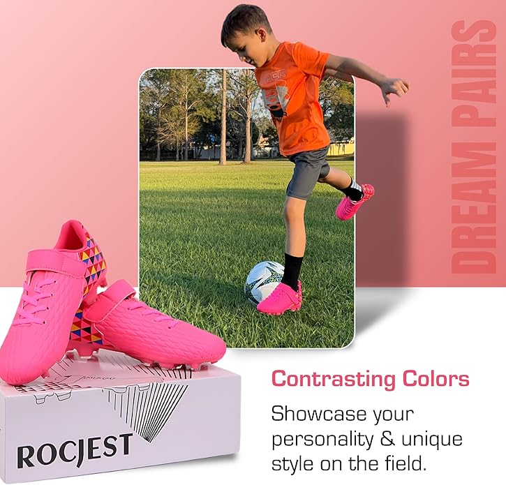 Soccer Cleats for Kids & Youth | Lightweight Football Shoes for Firm Ground | Durable Girls & Boys