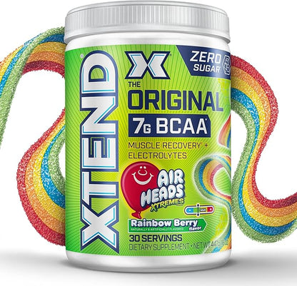 Original BCAA Powder Airheads Rainbow Berry Flavor, 7g BCAA and 2.5g L-Glutamine, Sugar Free Post