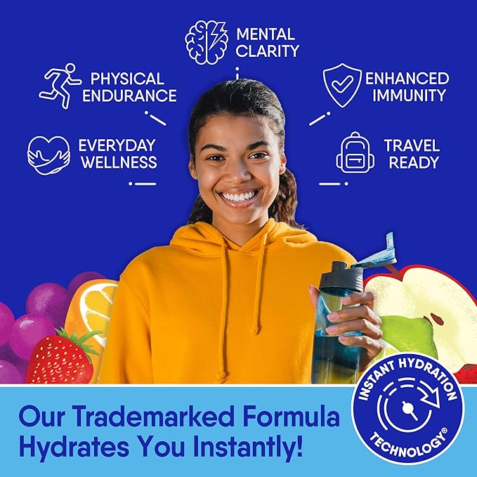 GoHydrate Instant Hydration Powder Packets- Low Sodium Electrolytes Drink Mix with 36mg Caffeine