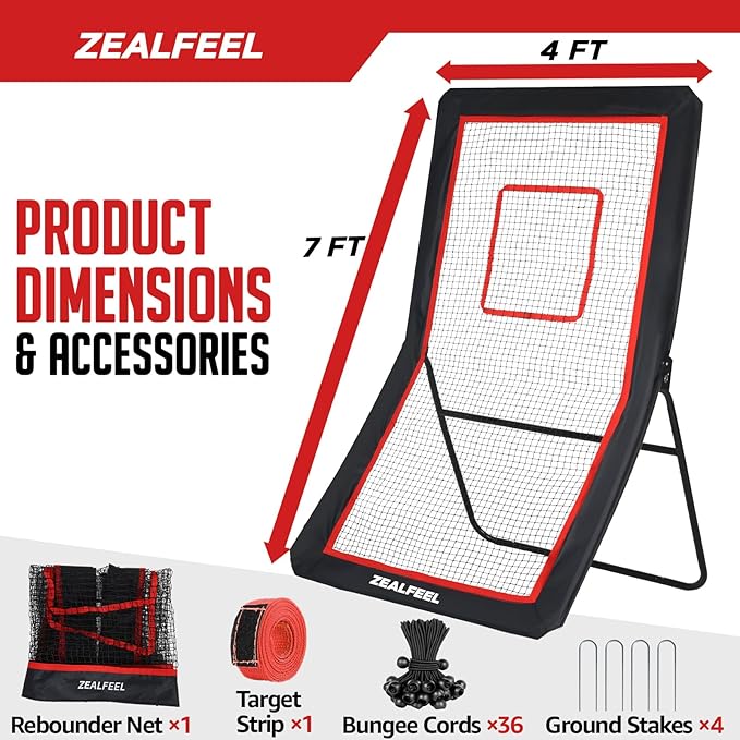 Lacrosse Rebounder, 4x7FT/4x6FT Lacrosse Rebound for Backyard with 5 Rebound Angles, Target Strip