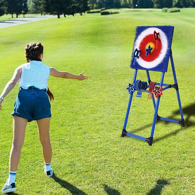 Axe Throwing Bristle Target with 8 Throwing Axes Set,Axe Throwing Game for Backyard, Indoor