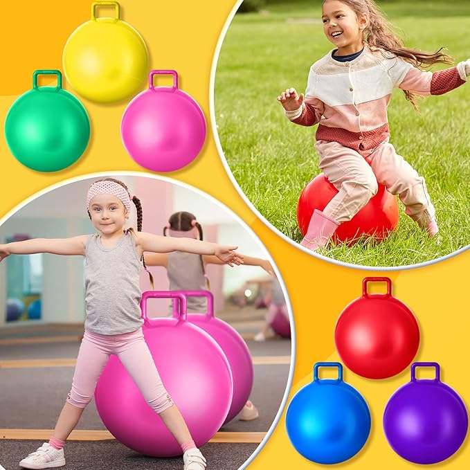 Lewtemi 6 Pcs Hopper Ball Carnival Outdoor Games 18 Inch Jumping Hopping Inflatable Bouncing Ball
