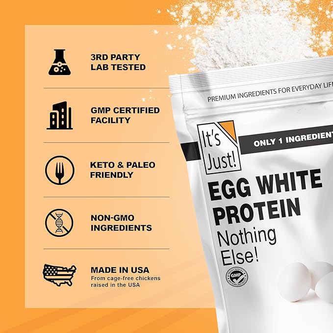 It's Just! - Egg White Protein Powder, Dried Egg Whites Protein, Meringue Ingredient, Non-GMO, USA