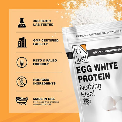 It's Just! - Egg White Protein Powder, Dried Egg Whites Protein, Meringue Ingredient, Non-GMO, USA