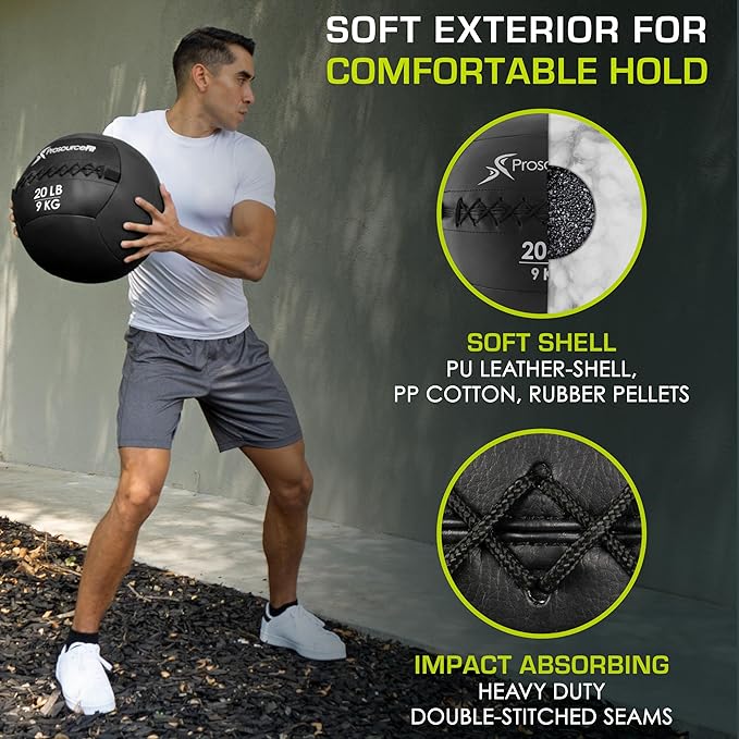 ProsourceFit Soft Medicine Balls, Wall Balls and Full Body Dynamic Exercises, Color-Coded Weights: