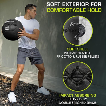 ProsourceFit Soft Medicine Balls, Wall Balls and Full Body Dynamic Exercises, Color-Coded Weights: