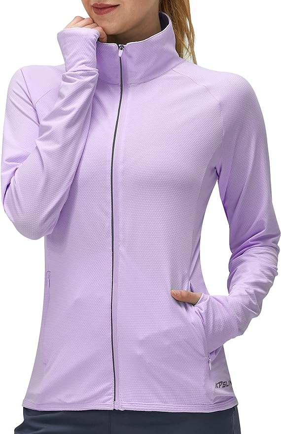 Women's UPF 50+ UV Sun Protection Clothing Long Sleeve Athletic Hiking Shirts Lightweight SPF Zip