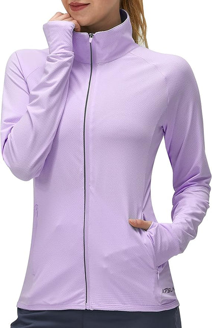 Women's UPF 50+ UV Sun Protection Clothing Long Sleeve Athletic Hiking Shirts Lightweight SPF Zip