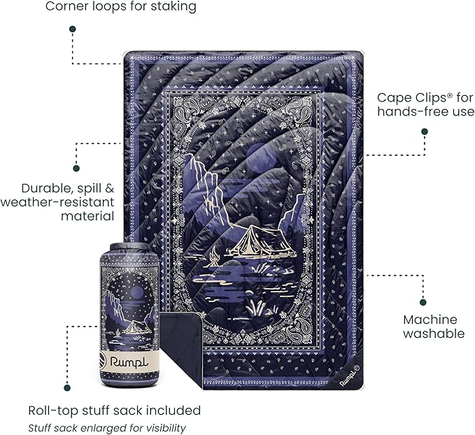 Rumpl Original Puffy Blanket - Warm, Water-Resistant Camping Blanket with 100% Recycled Synthetic