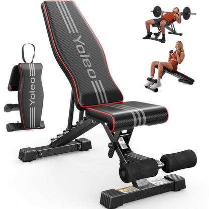 YOLEO Adjustable Weight Bench for Home Gym, ASTM-Certified 827LBS, 98% Pre-Assembled, Foldable Gym