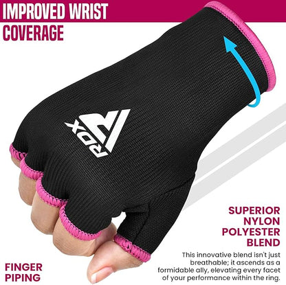 RDX Boxing Hand Wraps Inner Gloves Men Women, Half Finger Elasticated Bandages, Under Mitts Fist