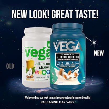 Vega All in One Nutrition Organic - 20g Plant-Based Pea Protein, Coconut Almond, 18 Servings