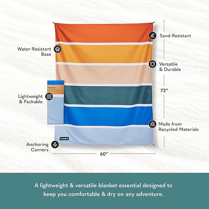 Nomadix Festival Blanket - Perfect for Picnics, Camping, & Lawn Seating - Plush Top & Water