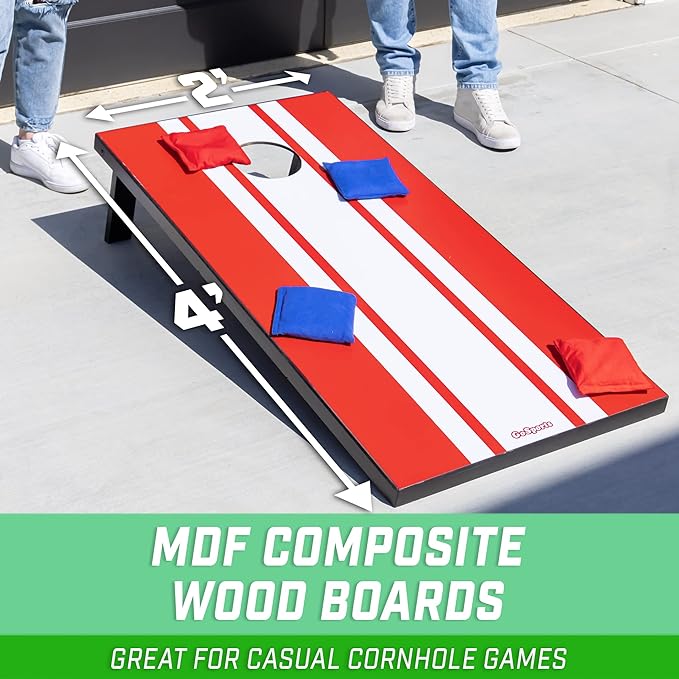 GoSports Portable Cornhole Sets, 8 Styles – Choose 4 x 2 ft or 3 x 2 ft - Boards Include 8 Bean