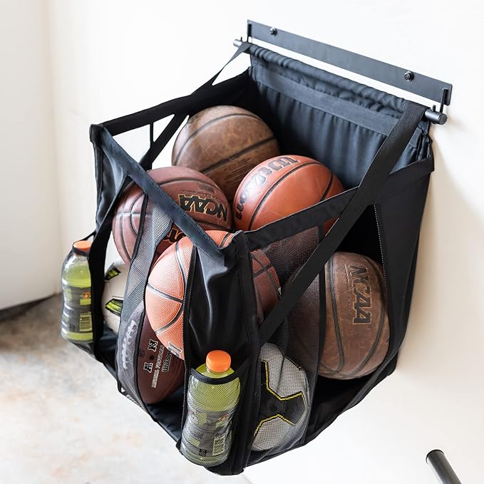 StoreYourBoard Basketball Wall Mount, Sports Ball Rack, 20x18x22 Ball Storage for 50 lbs of