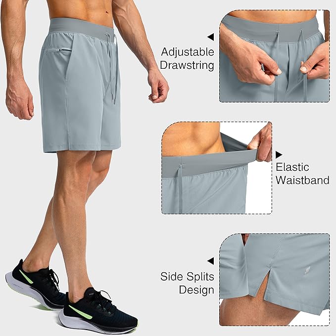 Men's Running Shorts with Zipper Pockets 9 Inch/ 7 Inch / 5 Inch Lightweight Quick Dry Gym Workout