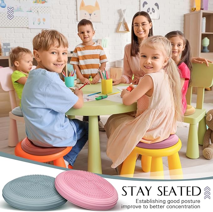 Libima 8 Pcs Wiggle Seat Inflated Wobble Cushion Sensory Seat Flexible Balance Board Balance Disc