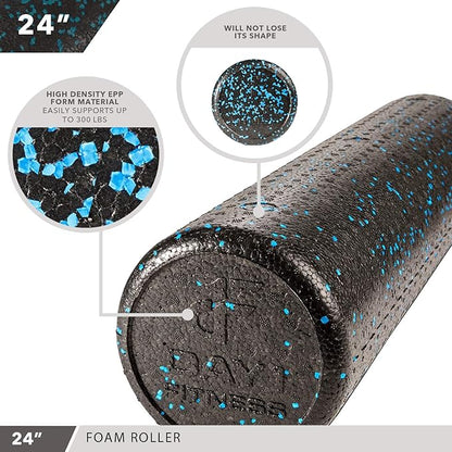 High-Density Round Foam Rollers - 4 Size and 8 Color Options - Massage Rollers for Stretching, Deep