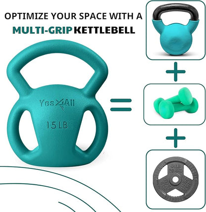 Yes4All Kettlebell, Strength Training Kettlebells for Women, Wide Multi-grip Textured Handle for