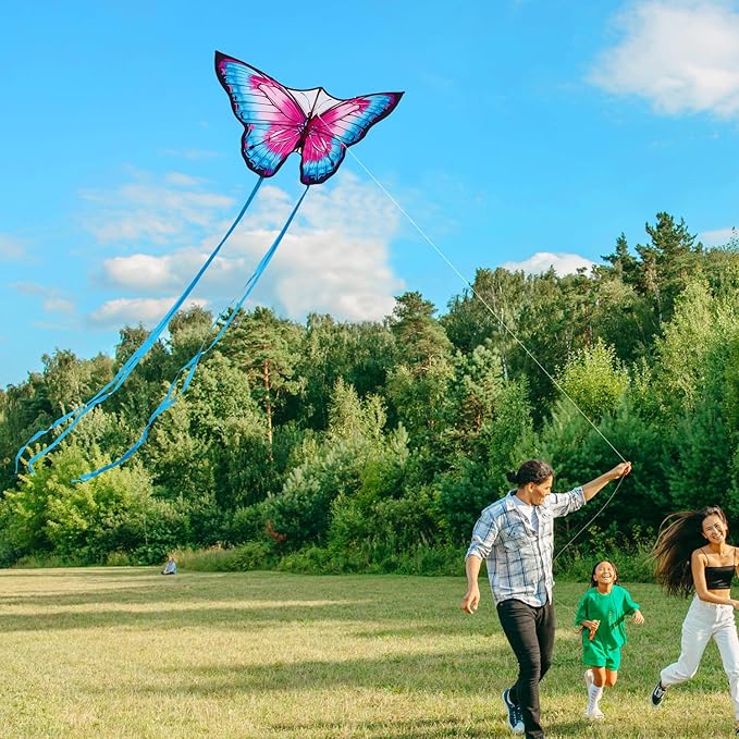 Butterfly Kites for Kids & Adults, Easy to Fly Design with Long Tail for Stability, for Kids Ages