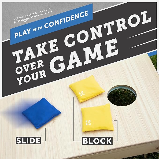 Professional Cornhole Bags - Set of 8 Regulation All Weather Double Sided - Sticky Side/Slick Side