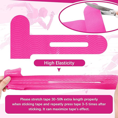 50 Pcs Precut Kinesiology Tape for Knees Pain Relief Elastic Waterproof Athletic Knee Tape for